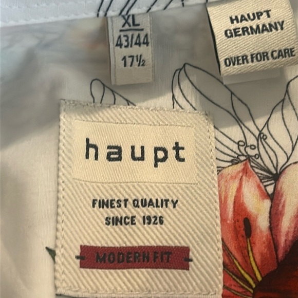 HAUPT Germany Men’s Cotton Floral Button Up Long Sleeve Shirt Size XL 17 1/2 - Picture 15 of 16